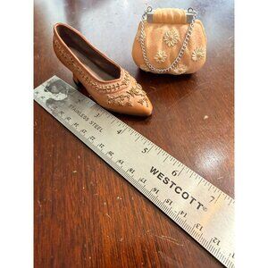 Miniature Shoe & Purse Figurines With Floral Detailing - Collectible Decorative